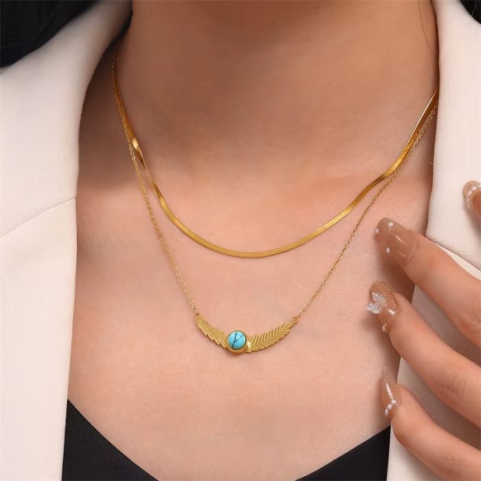 Collier aile turquoise